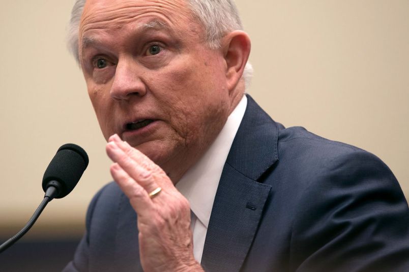 WASHINGTON, DC - NOVEMBER 14:  U.S. Attorney General Jeff Sessions testifies during a hearing before the House Judiciary Committee November 14, 2017 in Washington, DC. Sessions is expected to face questions from lawmakers again on whether he had contacts with Russians during the presidential campaign last year.  (Photo by Alex Wong/Getty Images)