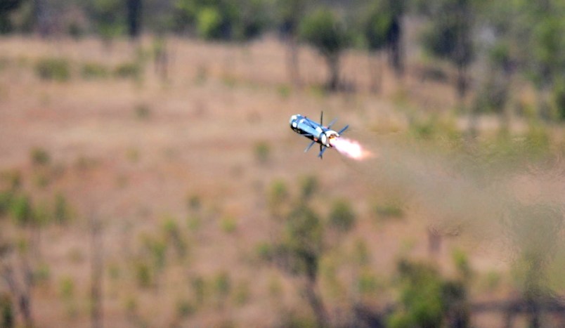 TOWNSVILLE, AUSTRALIA - SEPTEMBER 04:  A rocket from a shoulder fired Javelin portable anti-tank weapon is launched during an Army fire power demonstration at Range Control, High Range on September 4, 2009 in Townsville, Australia. The demonstration, especially of the high range weapons, is intended to demonstrate the level and effect of firepower available to the soldiers of 3rd Brigade should they be deployed on operations requiring such.  (Photo by Ian Hitchcock/Getty Images)