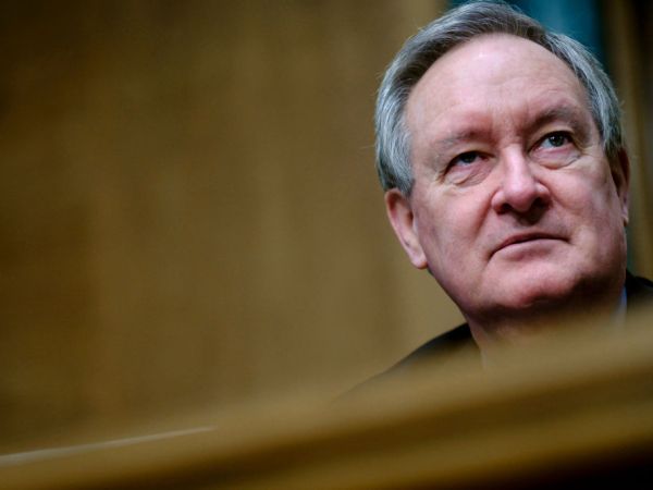 WASHINGTON, DC - JANUARY 30:  Committee Chairman Mike Crapo (R-ID) listens as Treasury Secretary Steven Mnuchin delivers the annual financial stability report to the Senate Banking, Housing and Urban Affairs Committee on January 30, 2018 in Washington, DC. Mnuchin said the Treasury can extend the government's debt limit suspension period into February before it exhausts its borrowing ability.  (Photo by Pete Marovich/Getty Images)