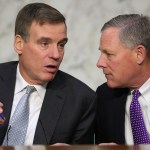 (L-R) Director of National Intelligence Dan Coats, Central Intelligence Agency Director Mike Pompeo, National Security Agency Director Michael Rogers, Federal Bureau of Investigation Director Christopher Wray, Defense Intelligence Agency Director Robert Ashley and National Geospatial Intelligence Agency Director Robert Cardillo testify before the Senate Intelligence Committee in the Hart Senate Office Building on Capitol Hill February 13, 2018 in Washington, DC. The intelligence chiefs were called to testify to the committee about 'world wide threats.'