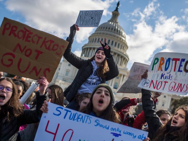 UNITED STATES - MARCH 14: Students assemble for a rally on the West Front of the Capitol to call on Congress to act on gun violence prevention during a national walkout by students on March 14, 2018. (Photo By Tom Williams/CQ Roll Call)