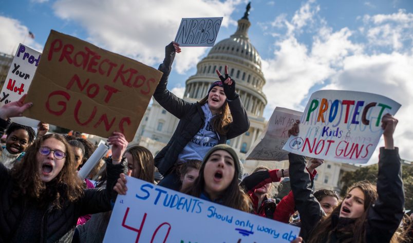 UNITED STATES - MARCH 14: Students assemble for a rally on the West Front of the Capitol to call on Congress to act on gun violence prevention during a national walkout by students on March 14, 2018. (Photo By Tom Williams/CQ Roll Call)