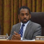 WASHINGTON, DC - MAY 2:Councilmember Trayon White, Sr, listens as the D.C. City Council votes to confirm Peter J. Newsham as new chief of DC Metropolitan Police at the Wilson Building on Tuesday, May 2, 2017, in Washington, DC. Newsham will replace Cathy Lanier, who left to work for the NFL.(photo by Jahi Chikwendiu/The Washington Post)