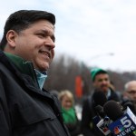 J.B. Pritzker, Democratic candidate for Illinois governor, takes questions from the press before the start of St. Patrick's Day Parade on Saturday, March 17, 2018 in Chicago, Ill. (Abel Uribe/Chicago Tribune/TNS)