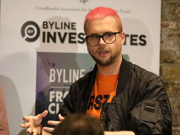 Whistleblowers speak during a press conference at the Frontline Club on March 26, 2018 in London, England. Former Vote Leave volunteer Sanni raised concerns that the official Leave campaign may have broken referendum spending rules and then tried to destroy evidence. A substantial sum was spent with AggregateIQ which has links to Cambridge Analytica. Former employee Christopher Wylie exposed how Cambridge Analytica had allegedly harvested date from millions of Facebook users to influence the outcome of the 2016 US Presidential election.
