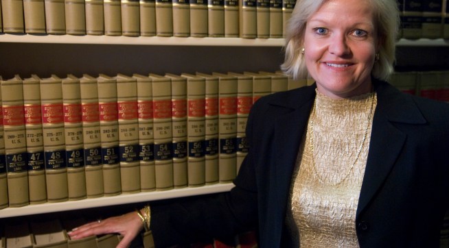 Cleta Mitchell, Esq., of Foley & Lardner, LLP, poses in the firm's law library on Tuesday, Sept. 11, 2007.