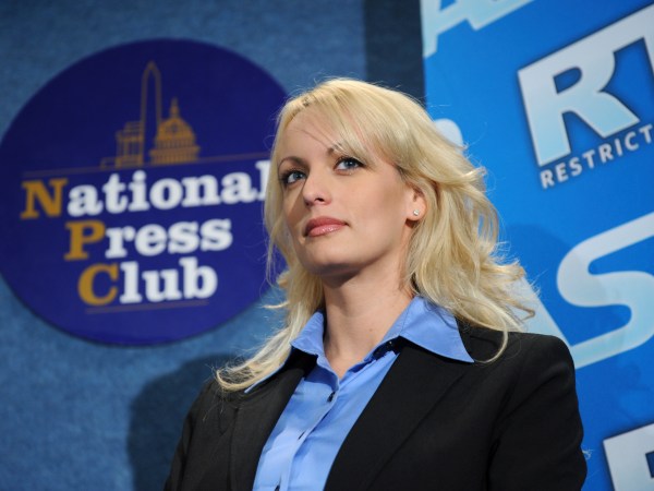 Adult film star Stormy Daniels appeared at a news conference to tout the success of Restricted to Adults (RTA) website and other efforts by the adult film industry to protect children from inappropriate material held at the National Press Club, May 29, 2008.