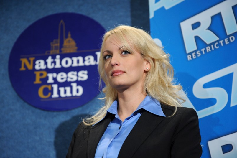 Adult film star Stormy Daniels appeared at a news conference to tout the success of Restricted to Adults (RTA) website and other efforts by the adult film industry to protect children from inappropriate material held at the National Press Club, May 29, 2008.