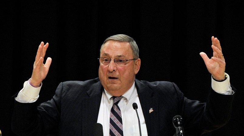 BIDDEFORD, ME - APRIL 19: Gov. Paul LePage holds a town hall meeting at Biddeford High School Tuesday, April 19, 2016. (Photo by Shawn Patrick Ouellette/Staff Photographer)