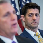 UNITED STATES - MARCH 06: Speaker of the House Paul Ryan, R-Wis., right, and House Majority Leader Kevin McCarthy, R-Calif., conduct a news conference in the Capitol after a meeting of the House Republican Conference on March 06, 2018. (Photo By Tom Williams/CQ Roll Call)