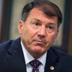 UNITED STATES - AUGUST 4: Sen. Mike Rounds, R-S.D., Co-Chairman of the Former Governors Caucus, is interviewed by Roll Call in the Capitol, August 4, 2015. Co-Chairmen Jeanne Shaheen, D-N.H., and Angus King, I-Me., were also present. (Photo By Tom Williams/CQ Roll Call)