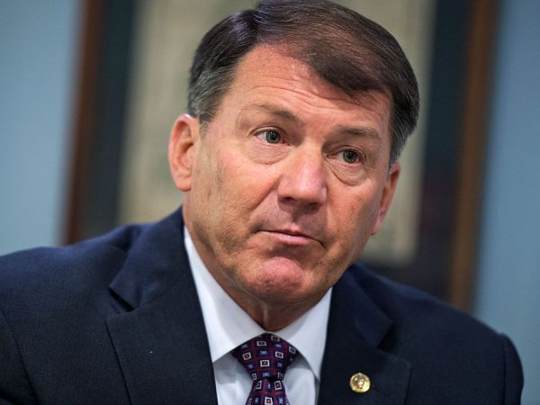 UNITED STATES - AUGUST 4: Sen. Mike Rounds, R-S.D., Co-Chairman of the Former Governors Caucus, is interviewed by Roll Call in the Capitol, August 4, 2015. Co-Chairmen Jeanne Shaheen, D-N.H., and Angus King, I-Me., were also present. (Photo By Tom Williams/CQ Roll Call)