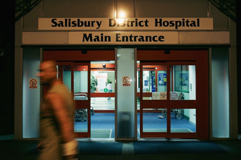 WILTSHIRE, ENGLAND - AUGUST 16: A general view of Salibury District Hospital following singer Madonna's admittance due to injuries sustained whilst horse riding August 16,  2005, in Wiltshire, England. Pop star Madonna, who was celebrating her 47th birthday, broke her collar bone, a hand, and cracked three ribs after falling from a horse at Ashcombe House, her country house outside London. (Photo by MJ Kim/Getty Images)