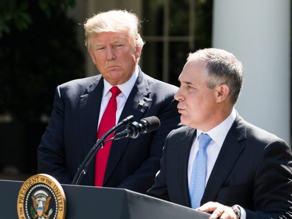 Scott Pruitt, EPA Administrator, spoke after President Trump made the statement that the United States is withdrawing from the Paris Climate Accord, in the Rose Garden of the White House, On Thursday, June 1, 2017. (Photo by Cheriss May) (Photo by Cheriss May/NurPhoto)