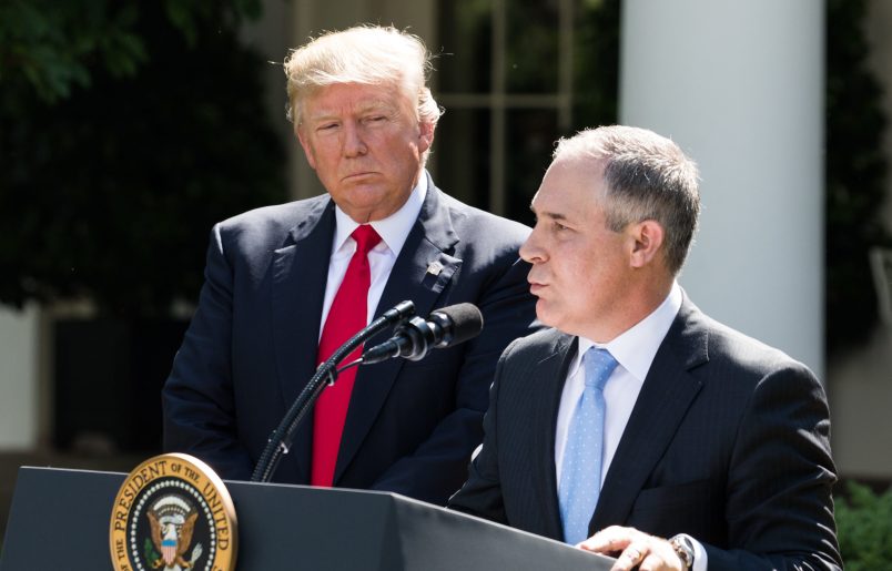 Scott Pruitt, EPA Administrator, spoke after President Trump made the statement that the United States is withdrawing from the Paris Climate Accord, in the Rose Garden of the White House, On Thursday, June 1, 2017. (Photo by Cheriss May) (Photo by Cheriss May/NurPhoto)