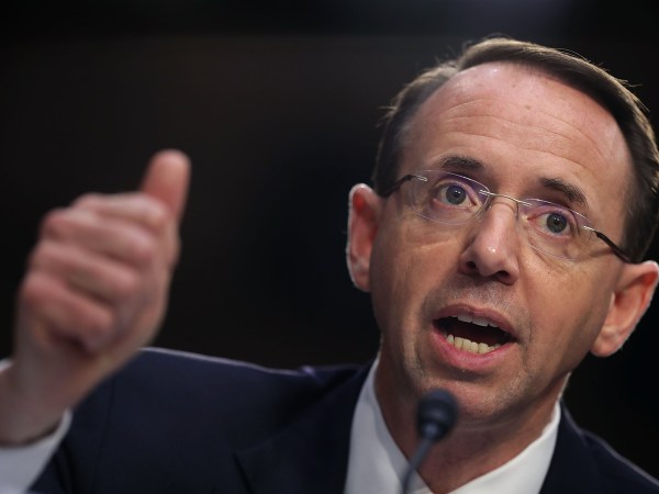 (L-R) Acting FBI Director Andrew McCabe, Deputy Attorney General Rod Rosenstein, Director of National Intelligence Daniel Coats and National Security Agency Director Adm. Michael Rogers testify before the Senate Intelligence Committee in the Hart Senate Office Building on Capitol Hill  June 7, 2017 in Washington, DC. The intelligence and security officials testified about re-authorization of Section 702 of the Foreign Intelligence Surveillance Act, which is the law the NSA uses to track emails and phone calls of non-US citizens.