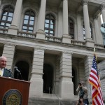 ATLANTA - NOVEMBER 13:  In the midst of a severe drought, Georgia Governor Sonny Perdue leads prayer service for rain on the steps of the Georgia State Capitol in Atlanta, Ga., on November 13, 2007.  Georgia citizens, politicians and religious leaders were invited to the public prayer service to pray for relief to Georgia's drought.  (Photo by Jessica McGowan/Getty Images)