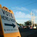 PHOENIX - NOVEMBER 4:  People arrive to vote at the Albright United Methodist Church November 4, 2008 in Phoenix, Arizona. Today millions of Americans will cast their vote for President of the United States.  (Photo by Mark Wilson/Getty Images)