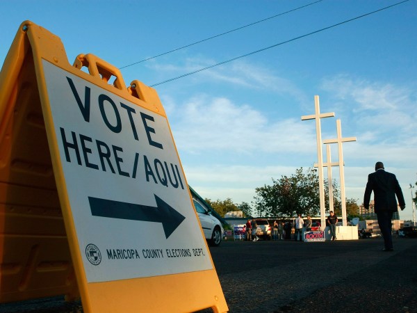 PHOENIX - NOVEMBER 4:  People arrive to vote at the Albright United Methodist Church November 4, 2008 in Phoenix, Arizona. Today millions of Americans will cast their vote for President of the United States.  (Photo by Mark Wilson/Getty Images)
