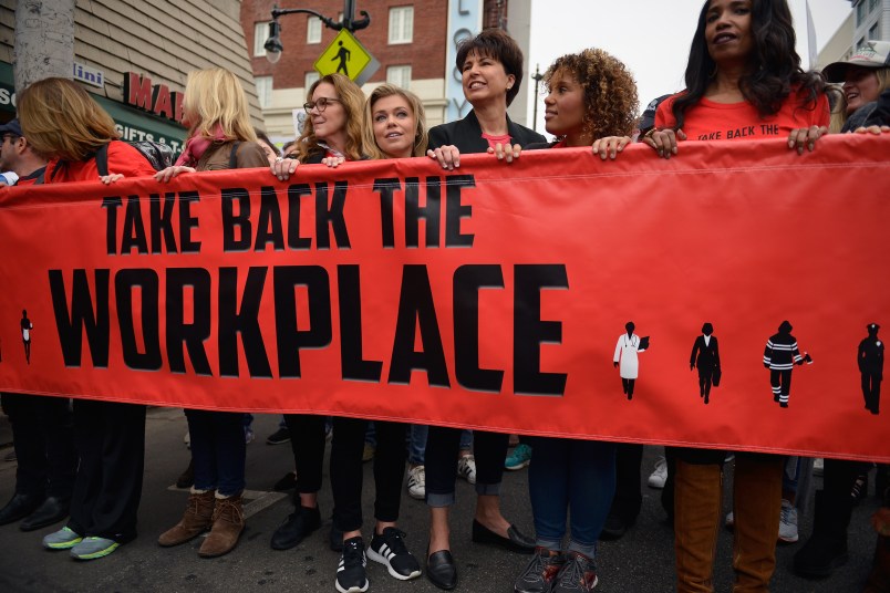 Participants seen at Take Back The Workplace March And #MeToo Survivors March & Rally on November 12, 2017 in Hollywood, California.