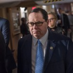 UNITED STATES - FEBRUARY 06: Rep. Blake Farenthold, R-Texas, leaves a meeting of the House Republican Conference in the Capitol on February 6, 2018. (Photo By Tom Williams/CQ Roll Call)