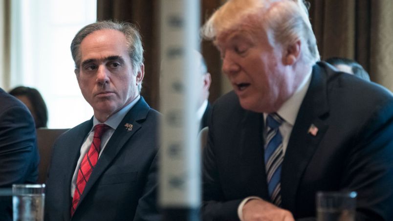 WASHINGTON, DC - MARCH 8: Secretary of Veterans Affairs David Shulkin listens as President Donald Trump speaks during a cabinet meeting in the Cabinet Room at the White House in Washington, DC on Thursday, March 08, 2018. (Photo by Jabin Botsford/The Washington Post)