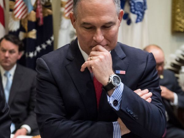 WASHINGTON, DC - JUNE 28: EPA Administrator Scott Pruitt listens before President Donald Trump arrives to speak during an energy roundtable with tribal, state, and local leaders in the Roosevelt Room of the White House in Washington, DC on Wednesday, June 28, 2017. (Photo by Jabin Botsford/The Washington Post)