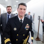 UNITED STATES - APRIL 24: Rear Adm. Ronny Jackson, nominee for Veterans Affairs secretary, leaves Dirsken Building after a meeting on Capitol Hill with Sen. Jerry Moran, R-Kan., on April 24, 2018. (Photo By Tom Williams/CQ Roll Call)