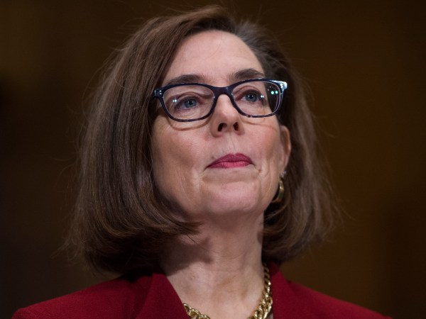 UNITED STATES - MARCH 08: Gov. Kate Brown, D-Ore.,  prepares to testify during a Senate Health, Education, Labor, and Pensions Committee hearing in Dirksen Building titled "The Opioid Crisis: Leadership and Innovation," on March 08, 2018. (Photo By Tom Williams/CQ Roll Call)