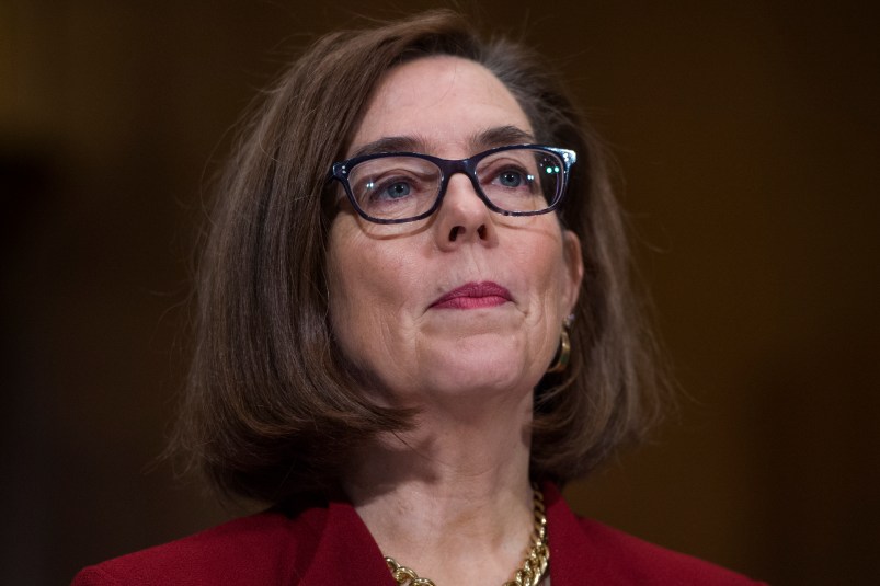 UNITED STATES - MARCH 08: Gov. Kate Brown, D-Ore.,  prepares to testify during a Senate Health, Education, Labor, and Pensions Committee hearing in Dirksen Building titled "The Opioid Crisis: Leadership and Innovation," on March 08, 2018. (Photo By Tom Williams/CQ Roll Call)