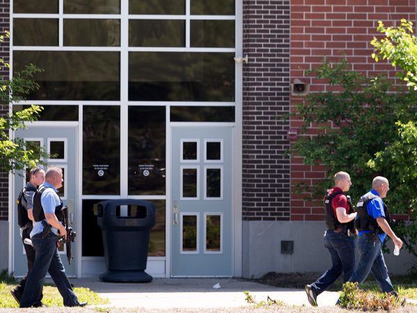 A large law enforcement presence outside a shooting at or near Noblesville West Middle School, Noblesville, Friday, May 25, 2018. One person is reportedly in custody.