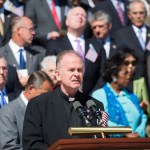 UNITED STATES - SEPTEMBER 11: Reverend Patrick J. Conroy,Chaplain of the U.S. House of Representatives, speaks on the East Front steps of the Capitol during the 9/11 Congressional Remembrance Ceremony on Tuesday, Sept. 11, 2012. (Photo By Bill Clark/CQ Roll Call)