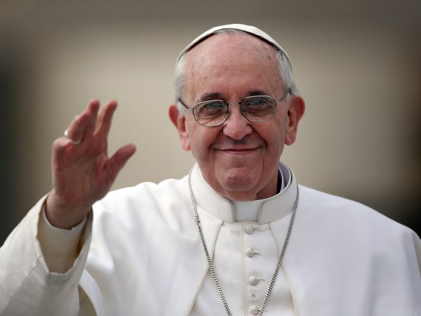 VATICAN CITY, VATICAN - MARCH 27:  Pope Francis waves to the crowd as he drives around St Peter's Square ahead of his first weekly general audience as pope on March 27, 2013 in Vatican City, Vatican. Pope Francis held his weekly general audience in St Peter's Square today  (Photo by Christopher Furlong/Getty Images)