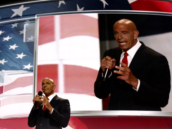 Tom Barrack, former Deputy Interior Undersecretary in the Reagan administration, and CEO of Colony Capital, delivers a speech on the fourth day of the Republican National Convention on July 21, 2016 at the Quicken Loans Arena in Cleveland, Ohio.