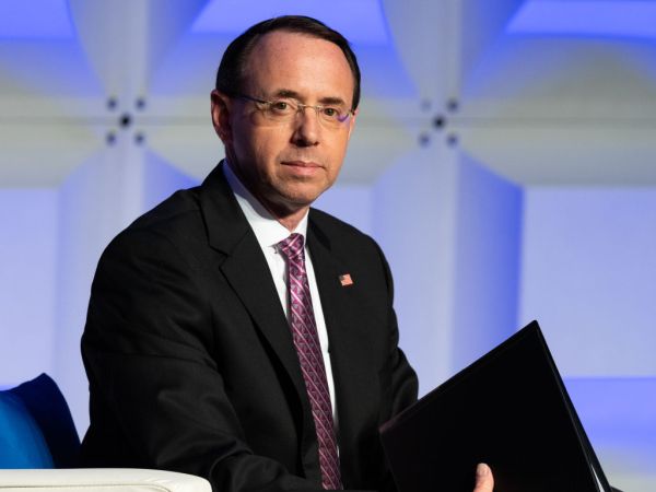 WASHINGTON, DC, UNITED STATES - 2018/05/06: Rod Rosenstein, Deputy Attorney General, U.S. Department of Justice, at the Anti-Defamation League (ADL) National Leadership Summit in Washington, DC. (Photo by Michael Brochstein/SOPA Images/LightRocket via Getty Images)