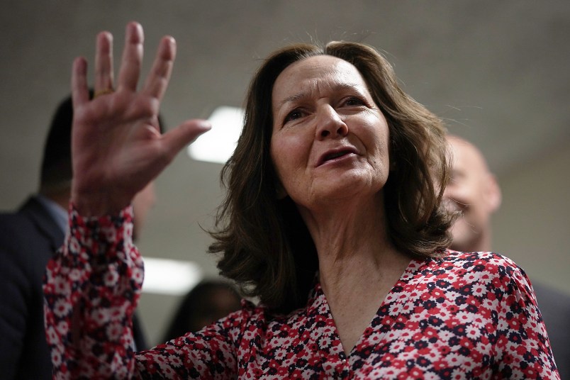 WASHINGTON, DC - MAY 07:  CIA nominee Gina Haspel waves as he arrives at a meeting with U.S. Sen. Joe Manchin (D-WV) May 7, 2018 on Capitol Hill in Washington, DC. Haspel will attend her confirmation hearing before Senate Intelligence Committee on Wednesday.  (Photo by Alex Wong/Getty Images)