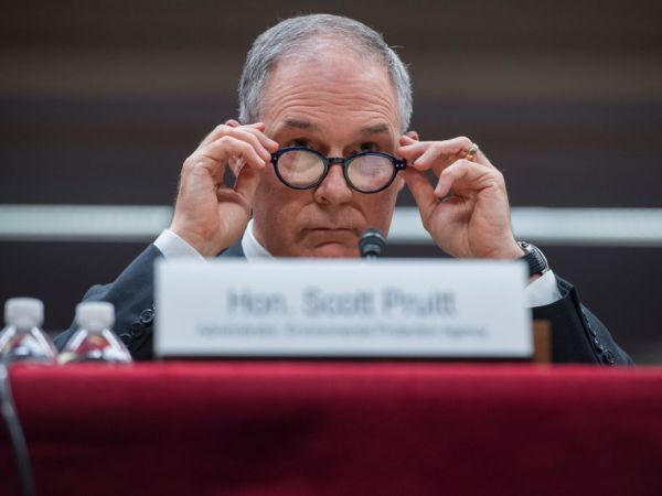 UNITED STATES - MAY 16: Environmental Protection Agency Administrator Scott Pruitt testifies during a Senate Appropriations Interior, Environment, and Related Agencies Subcommittee hearing in Dirksen Building on the proposed FY2019 budget for the EPA on May 16, 2018. (Photo By Tom Williams/CQ Roll Call)
