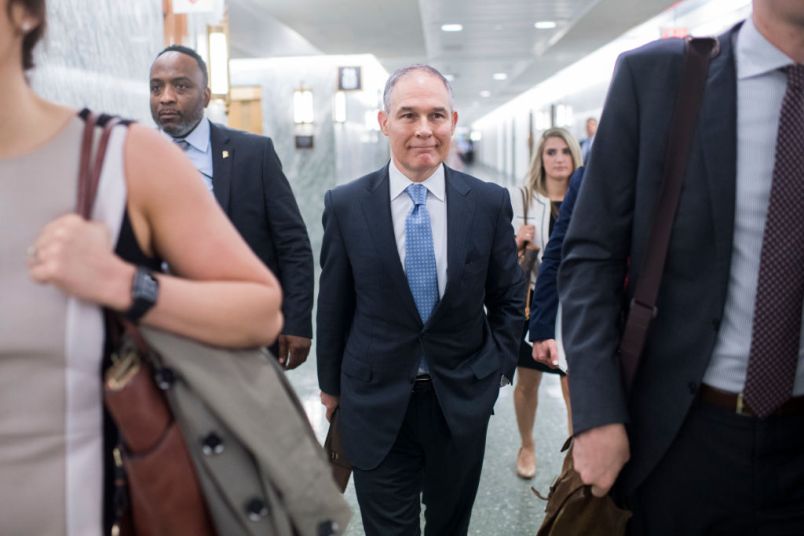 UNITED STATES - MAY 16: Environmental Protection Agency Administrator Scott Pruitt arrives to testify during a Senate Appropriations Interior, Environment, and Related Agencies Subcommittee hearing in Dirksen Building on the proposed FY2019 budget for the EPA on May 16, 2018. (Photo By Tom Williams/CQ Roll Call)