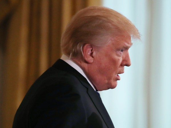 WASHINGTON, DC - MAY 18:  U.S. President Donald Trump speaks about todays high school shooting at Santa Fe High School in Texas, during a prison reform summit in the East Room at the White House, on May 18, 2018 in Washington, DC.  (Photo by Mark Wilson/Getty Images)