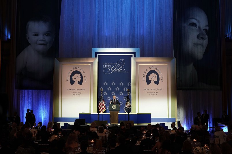 WASHINGTON, DC - MAY 22:  U.S. President Donald Trump speaks during the Susan B. Anthony ListÕs 11th annual Campaign for Life Gala at the National Building Museum May 22, 2018 in Washington, DC. President Trump addressed the annual gala of the anti-abortion group and urged people to vote in the midterm election.  (Photo by Alex Wong/Getty Images)