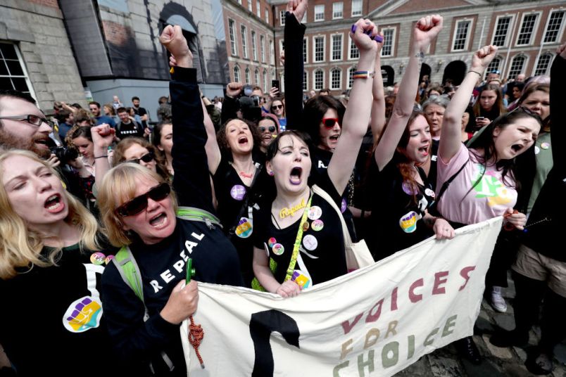 Members of the quartet Voices For Appeal wait at Dublin Castle for the result of the referendum on the 8th Amendment of the Irish Constitution which prohibits abortions unless a mother's life is in danger. PRESS ASSOCIATION Photo. Picture date: Saturday May 26, 2018. See PA story IRISH Abortion. Photo credit should read: Niall Carson/PA Wire