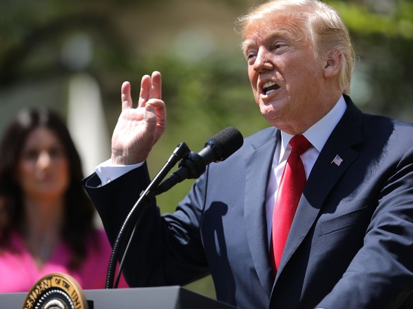U.S. President Donald Trump signs an executive order during an event in the Rose Garden to mark the National Day of Prayer at the White House May 3, 2018 in Washington, DC. The White House invited leaders from varios faiths and religions to participate in the day of prayer, which was designated in 1952 by the United States Congress to ask people "to turn to God in prayer and meditation."