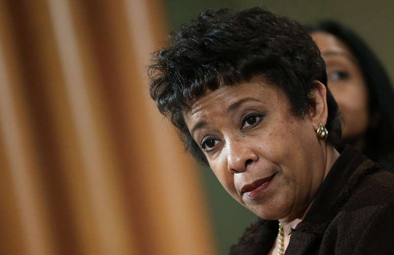 WASHINGTON, DC - DECEMBER 07:  U.S. Attorney General Loretta Lynch answers questions during a press conference at the Department of Justice December 7, 2015 in Washington, DC. Lynch announced a Justice Department investigation into the practices of the Chicago Police Department during the press conference.  (Photo by Win McNamee/Getty Images)