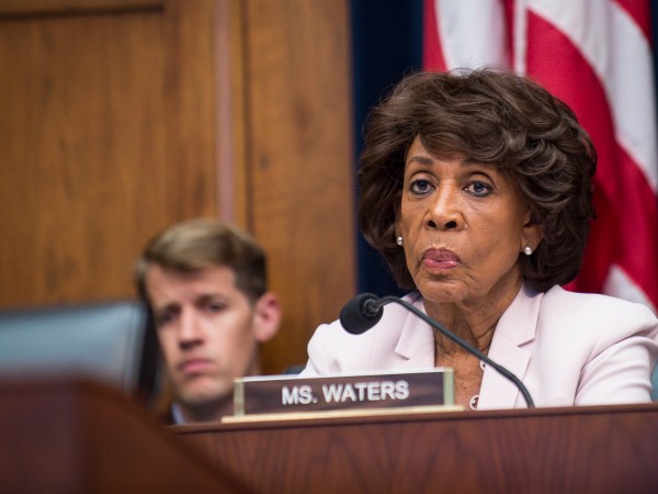 WASHINGTON, DC - July 12:  Ranking Member Maxine Waters (D-CA) looks on as Federal Reserve Board Chairwoman Janet Yellen testifies before the House Financial Committee about the State of the economy on July 12, 2017 in Washington, DC. Yellen said the Federal Reserve expects to begin shrinking its $4.5 trillion bond stimulus later this year. (Photo by Pete Marovich/Getty Images)