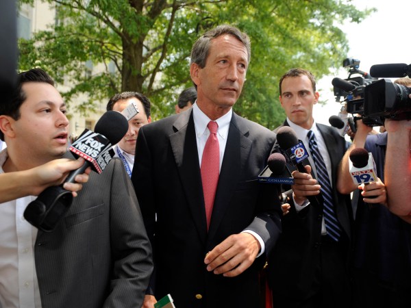 COLUMBIA, SC - JUNE 26: South Carolina Governor fields questions from the media following a special meeting with his Cabinet in the Wade Hampton Building at the Statehouse complex on June, 26, 2009. The cabinet meeting was the governor's first planned appearance since he announced his extramarital affair with a woman from Argentina. (Photo by Davis Turner/Getty Images)