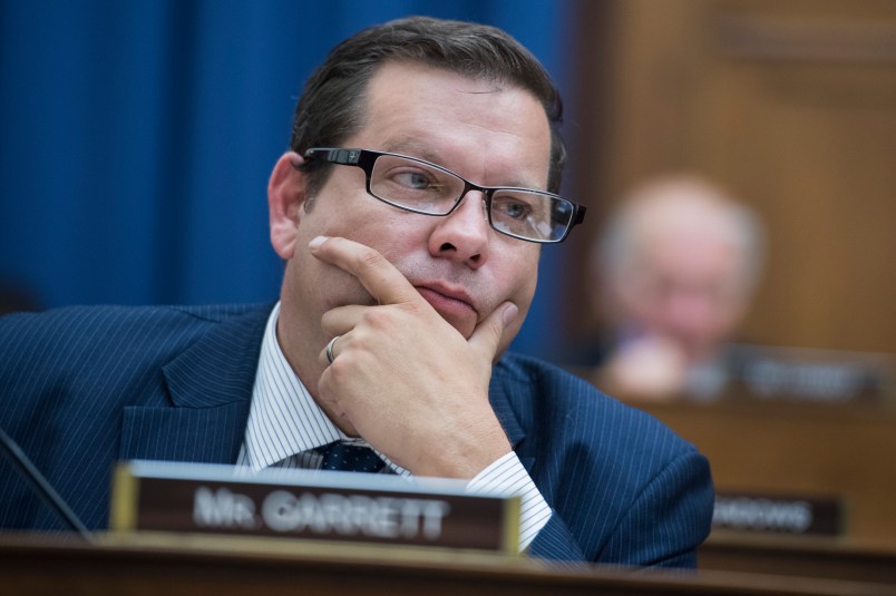 UNITED STATES - MAY 17: Rep. Tom Garrett, R-Va., attends a House Foreign Affairs Committee markup in Rayburn Building on May 17, 2018. (Photo By Tom Williams/CQ Roll Call)