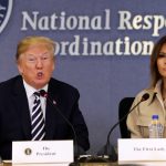 WASHINGTON, DC - JUNE 6: (AFP OUT) U.S. President Donald Trump and First Lady Melania Trump attend the 2018 Hurricane Briefing at the Federal Emergency Management Agency Headquarters (FEMA) on June 6, 2018 in Washington, DC. (Photo by Yuri Gripas - Pool/Getty Images)