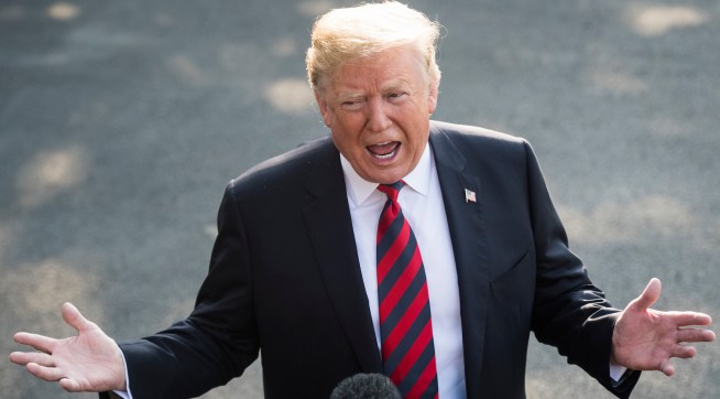 WASHINGTON, DC - JUNE 8 : President Donald J. Trump stops to speak to reporters and members of the media as he departs for the G7 Summit in Canada, from the South Lawn of the White House on Friday, June 08, 2018 in Washington, DC. (Photo by Jabin Botsford/The Washington Post)
