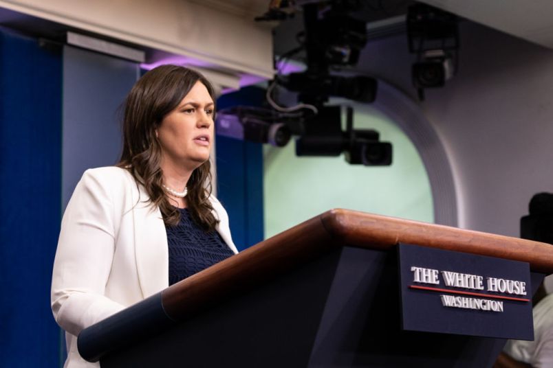 White House Press Secretary Sarah Huckabee Sanders, speaks during a press briefing in the James S. Brady Press Briefing Room of the White House, in Washington, D.C., on Thursday, June 7, 2018.  (Photo by Cheriss May/NurPhoto)