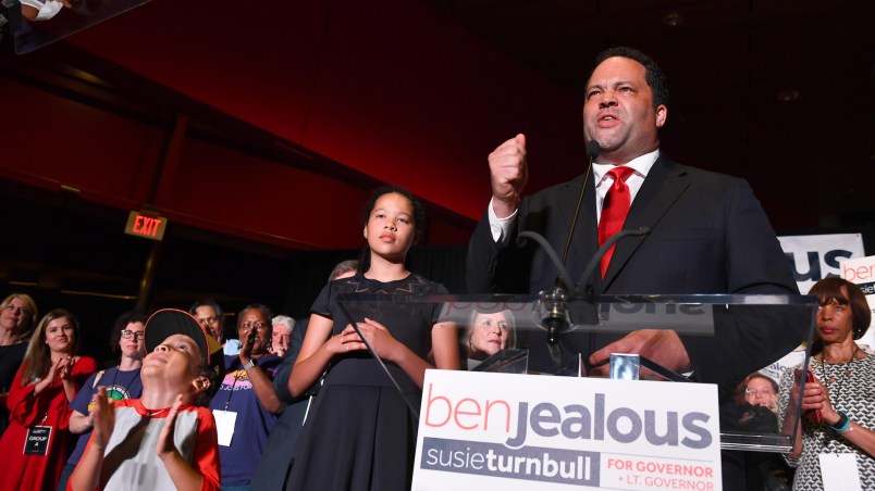 BALTIMORE, MD - JUNE 26:Ben Jealous wins the Democratic primary for Maryland Governor and addresses the crowd gathered at the Reginald F. Lewis Museum of Maryland African-American History & Culture June 26, 2018 in Baltimore, MD. Jealous is the former National President and CEO of the NAACP. (Photo by Katherine Frey/The Washington Post)